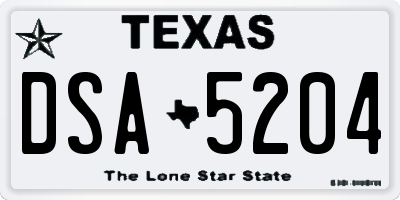 TX license plate DSA5204