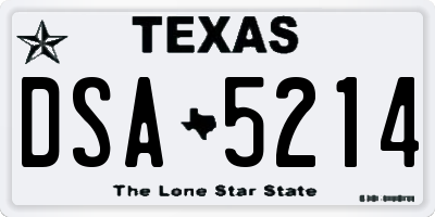 TX license plate DSA5214