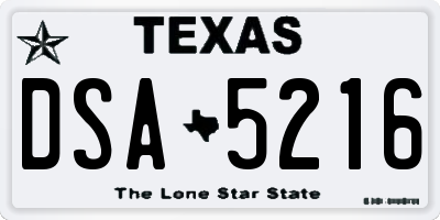 TX license plate DSA5216