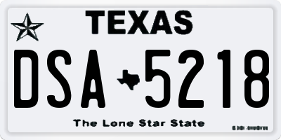 TX license plate DSA5218