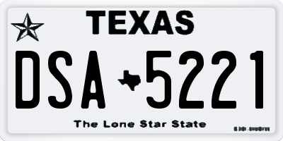 TX license plate DSA5221