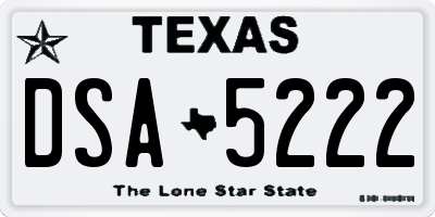 TX license plate DSA5222