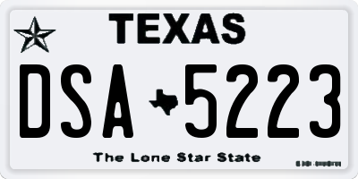 TX license plate DSA5223