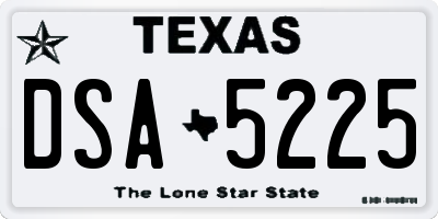 TX license plate DSA5225