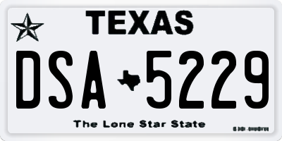 TX license plate DSA5229