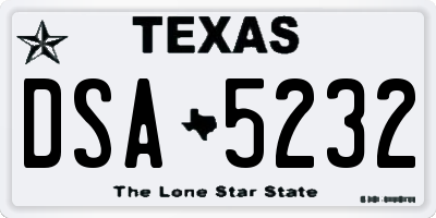 TX license plate DSA5232