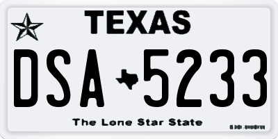 TX license plate DSA5233