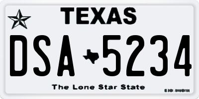 TX license plate DSA5234