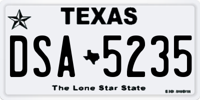 TX license plate DSA5235