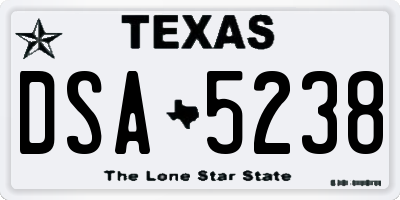 TX license plate DSA5238