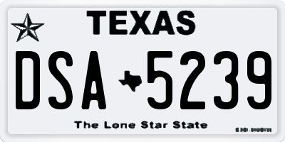 TX license plate DSA5239