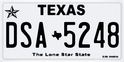TX license plate DSA5248