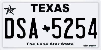 TX license plate DSA5254