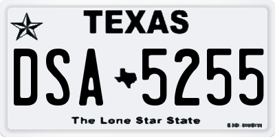 TX license plate DSA5255