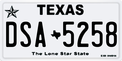 TX license plate DSA5258