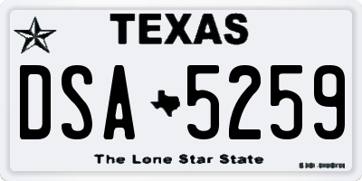 TX license plate DSA5259