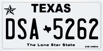 TX license plate DSA5262
