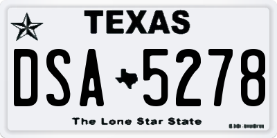 TX license plate DSA5278