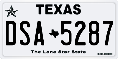 TX license plate DSA5287