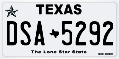 TX license plate DSA5292