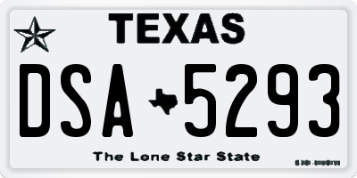 TX license plate DSA5293