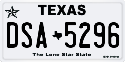 TX license plate DSA5296