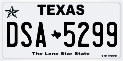 TX license plate DSA5299