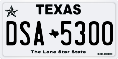 TX license plate DSA5300