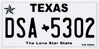 TX license plate DSA5302