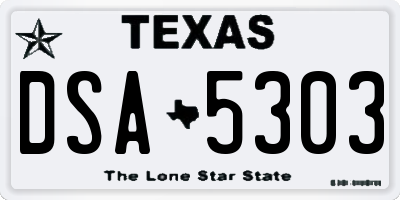 TX license plate DSA5303