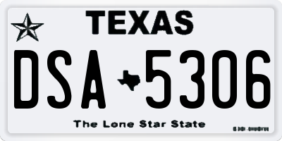 TX license plate DSA5306