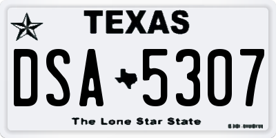 TX license plate DSA5307