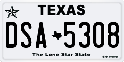 TX license plate DSA5308