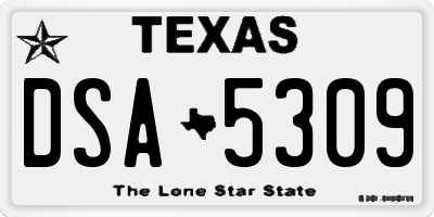 TX license plate DSA5309