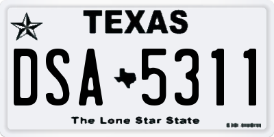 TX license plate DSA5311