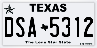 TX license plate DSA5312