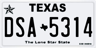 TX license plate DSA5314