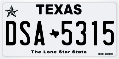 TX license plate DSA5315