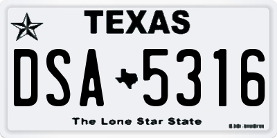 TX license plate DSA5316