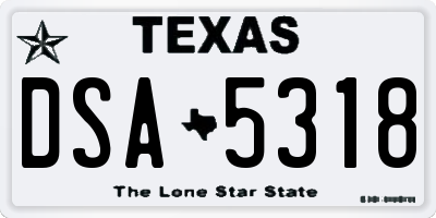 TX license plate DSA5318