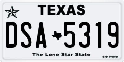 TX license plate DSA5319