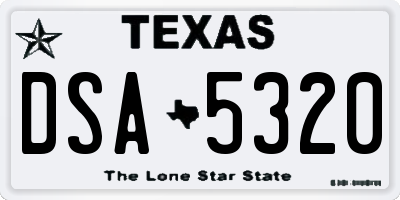 TX license plate DSA5320