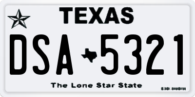TX license plate DSA5321