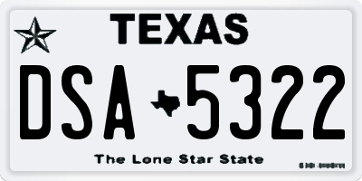 TX license plate DSA5322