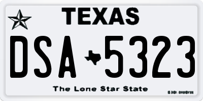 TX license plate DSA5323