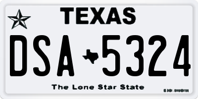 TX license plate DSA5324