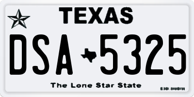 TX license plate DSA5325