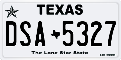 TX license plate DSA5327