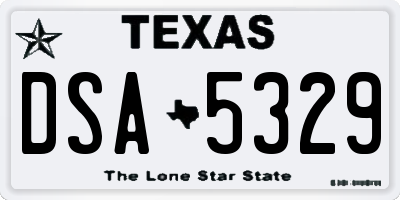 TX license plate DSA5329