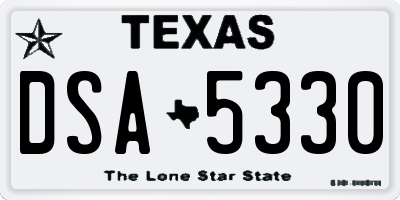 TX license plate DSA5330